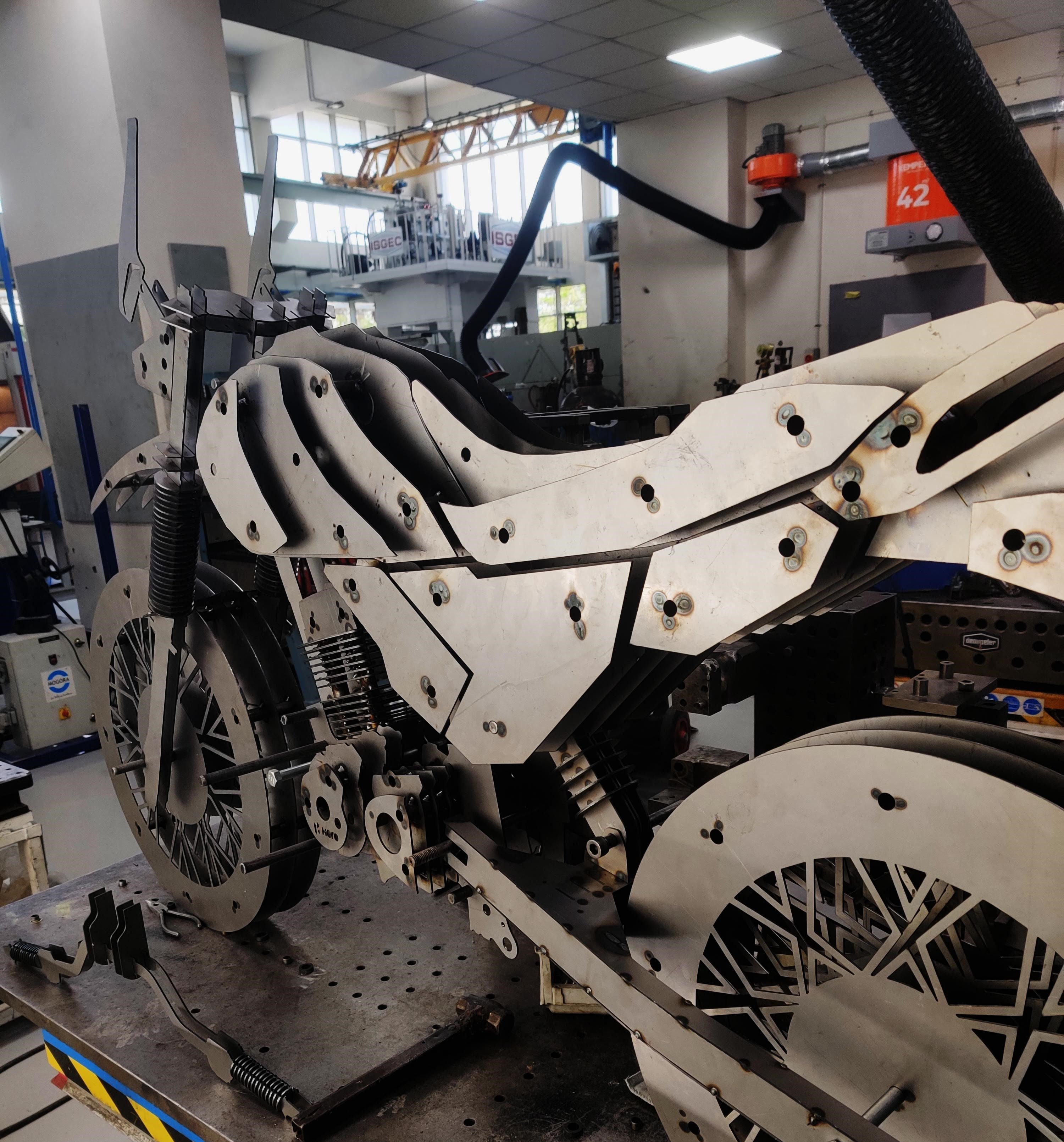 Stacked sheet metal motorcycle model
