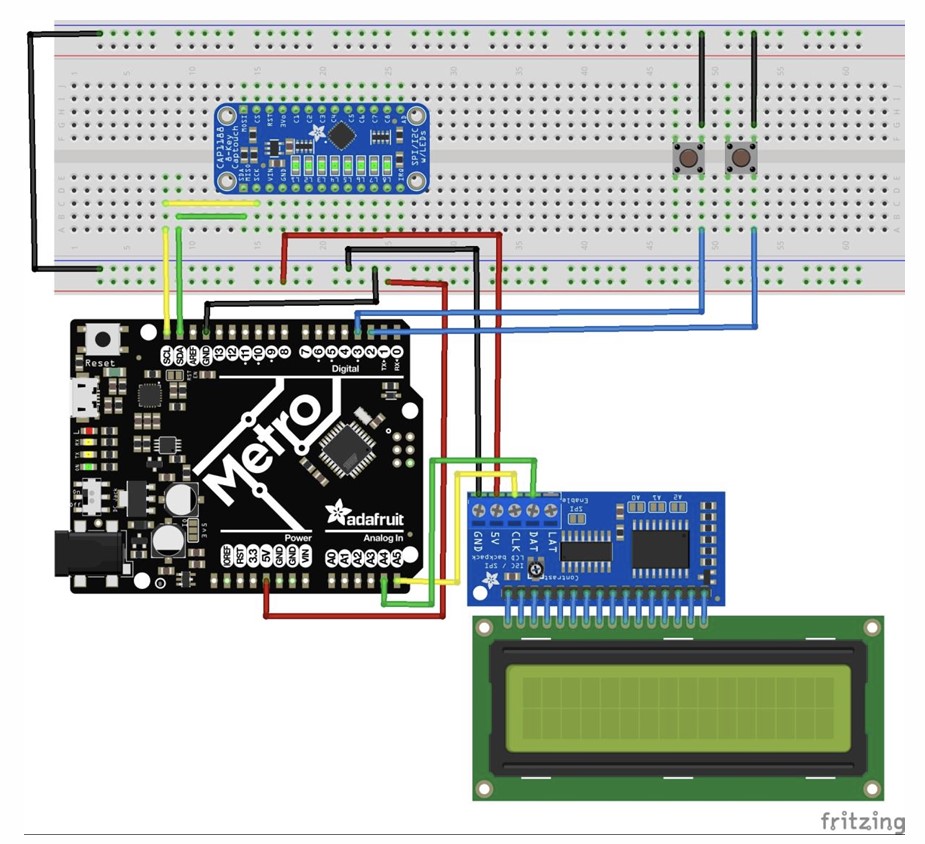 Schematic of musical gloves circuit